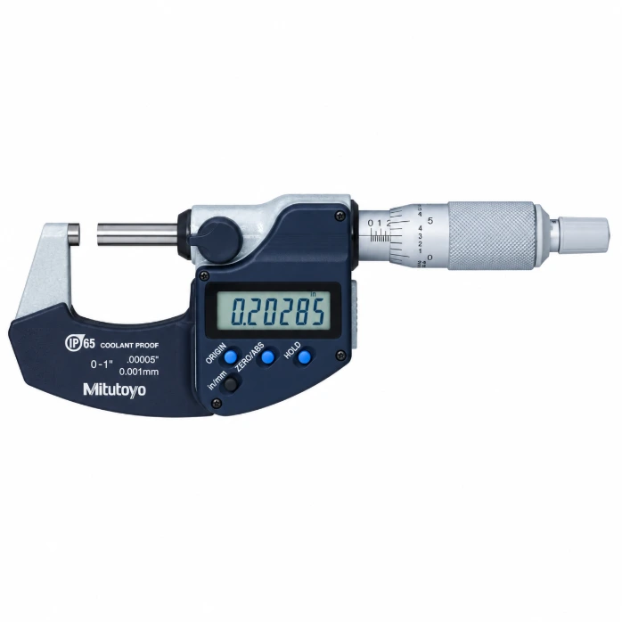 MITUTOYO Micrómetro digital IP65, rango de medición 0-1 pulg, Digimatic