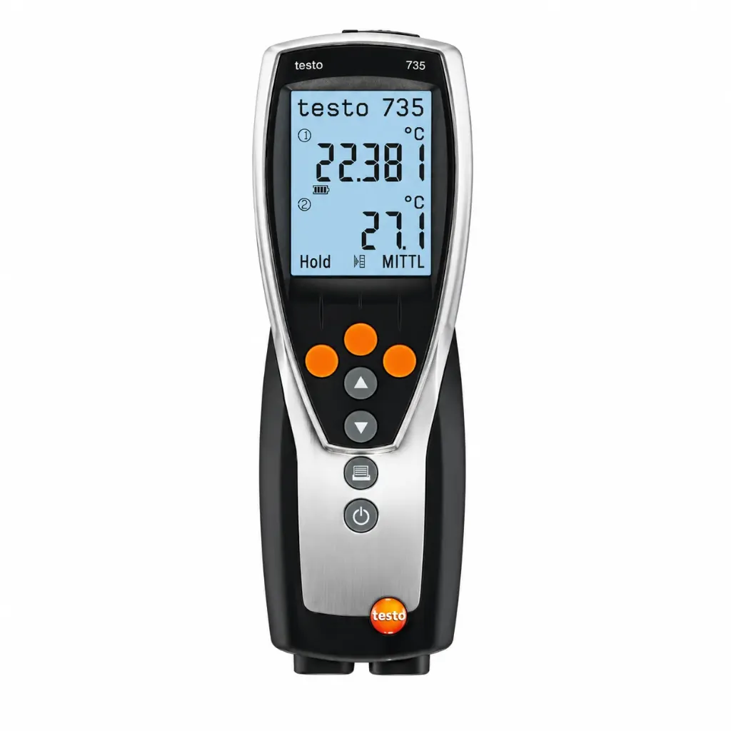 TESTO Instrumento de medición de temp. 3 canales 735-1 tipos K/T/J/S/Pt100